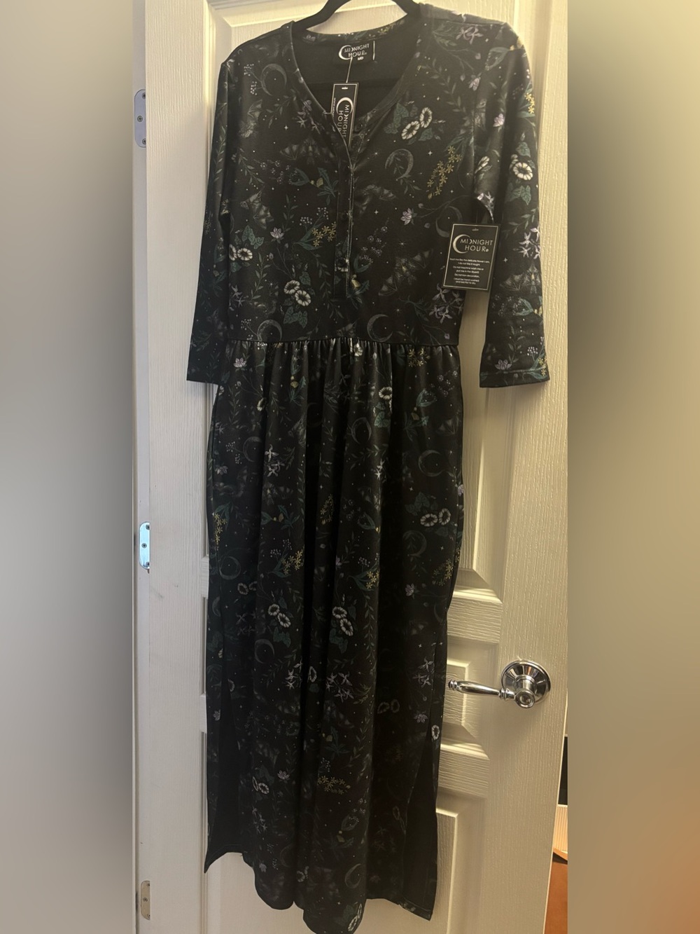 Midnight Hour Bats Garden Henley Maxi Dress - Picture 3 of 13